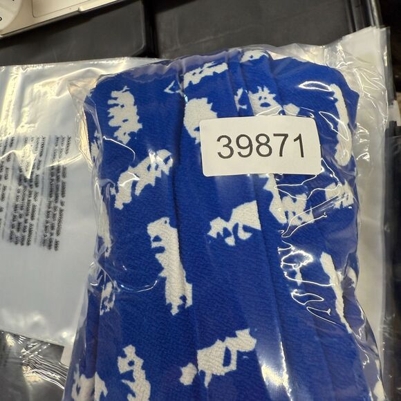 LulaRoe Dress Women XL Blue Geometric Sheath Midi Zipper Short Sleeve Casual - Picture 7 of 7